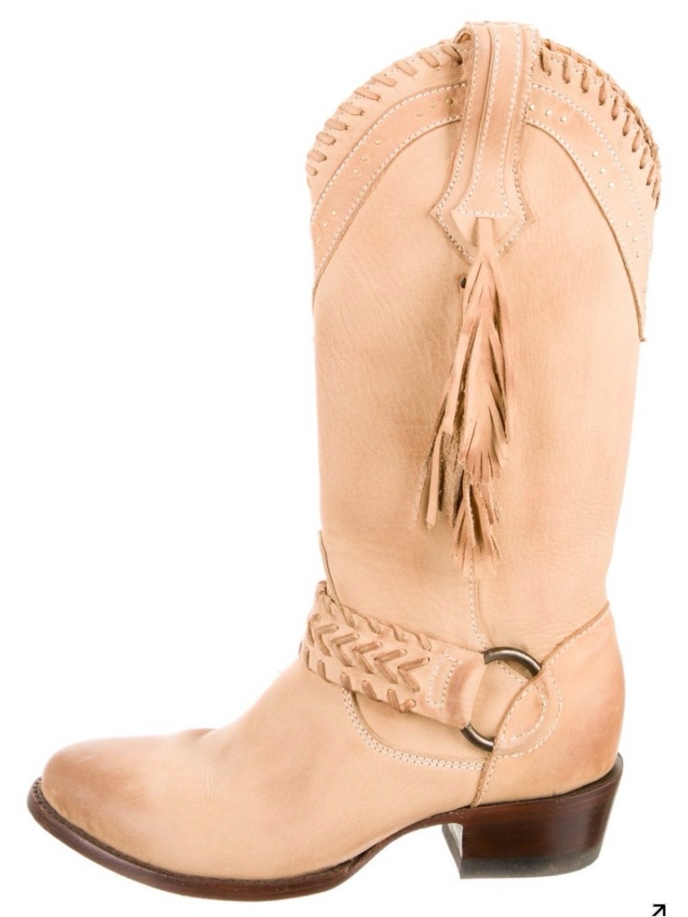 Overland Women's Tan Leather Western Boots with Tassel Detail